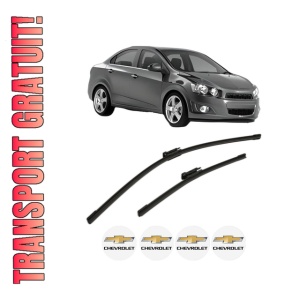 Set stergatoare CHEVROLET AVEO Saloon (T300) din 2011-2015, pentru parbriz auto, 2 bucati, Bosch Aerotwin Multi, din cauciuc siliconat rezistent, 4 Stickere Auto CHEVROLET