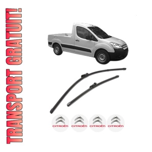 Set stergatoare CITROEN BERLINGO Platform/Chassis (B9) din 2008-2021, pentru parbriz auto, 2 bucati, Valeo Silencio Xtrm, din cauciuc siliconat rezistent, 4 Stickere Auto CITROEN