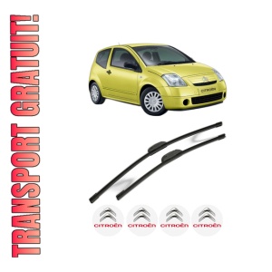 Set stergatoare CITROEN C2 ENTERPRISE (JG_) din 2003-2006, pentru parbriz auto, 2 bucati, Bosch Aerotwin Retrofit, din cauciuc siliconat rezistent, 4 Stickere Auto CITROEN