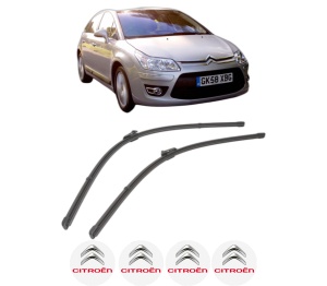 Set stergatoare CITROEN C4 II (NC_) din 2009-2018, pentru parbriz auto, 2 bucati, Valeo Silencio Xtrm, din cauciuc siliconat rezistent, 4 Stickere Auto CITROEN v37692