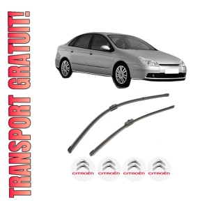 Set stergatoare CITROEN C5 II (RC_) din 2004-2008, pentru parbriz auto, 2 bucati, Valeo Silencio Xtrm, din cauciuc siliconat rezistent, 4 Stickere Auto CITROEN