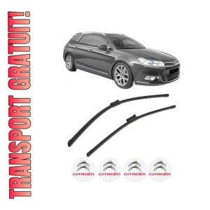 Set stergatoare CITROEN C5 III Break (RW_) din 2008-2017, pentru parbriz auto, 2 bucati, Bosch Aerotwin, din cauciuc siliconat rezistent, 4 Stickere Auto CITROEN