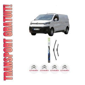 Set stergatoare CITROEN JUMPY III Van (V_) din 2016-2024, pentru parbriz auto, 2 bucati, Valeo Silencio Xtrm, din cauciuc siliconat rezistent, 4 Stickere Auto CITROEN