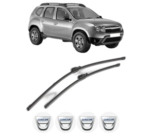 Set stergatoare DACIA DUSTER (HS_) din 2010-2018, pentru parbriz auto, 2 bucati, Valeo Silencio Xtrm, din cauciuc siliconat rezistent, 4 Stickere Auto DACIA v34992