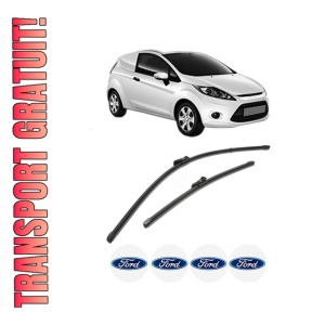 Set stergatoare FORD FIESTA VI Van din 2008-2017, pentru parbriz auto, 2 bucati, Valeo Silencio Xtrm, din cauciuc siliconat rezistent, 4 Stickere Auto FORD
