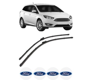 Set stergatoare FORD FOCUS III Estate Van din 2012-2020, pentru parbriz auto, 2 bucati, Valeo Silencio, din cauciuc siliconat rezistent, 4 Stickere Auto FORD v37512