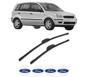 Set stergatoare FORD FUSION (JU_) din 2002-2010, pentru parbriz auto, 2 bucati, Bosch Aerotwin Retrofit, din cauciuc siliconat rezistent, 4 Stickere Auto FORD v42857