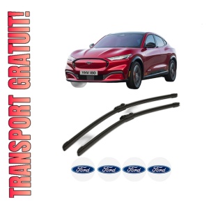 Set stergatoare FORD USA MUSTANG MACH-E (CGW) din 2020-2023, pentru parbriz auto, 2 bucati, Bosch Aerotwin, din cauciuc siliconat rezistent, 4 Stickere Auto FORD USA