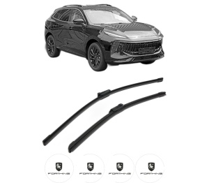 Set stergatoare FORTHING T5 EVO din 2023, pentru parbriz auto, 2 bucati, Bosch Aerotwin, din cauciuc siliconat rezistent, 4 Stickere Auto FORTHING v49557