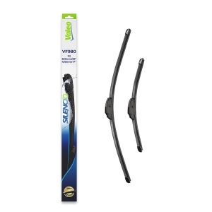 Set stergatoare HYUNDAI ELANTRA VI Saloon (AD, ADA) din 2015-2020, pentru parbriz auto, 2 bucati, Valeo Silencio, din cauciuc siliconat rezistent, 4 Stickere Auto HYUNDAI v34569