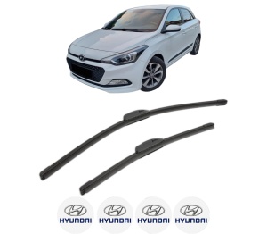 Set stergatoare HYUNDAI i20 II (GB, IB) din 2014-2019, pentru parbriz auto, 2 bucati, Bosch Aerotwin Retrofit, din cauciuc siliconat rezistent, 4 Stickere Auto HYUNDAI v50222