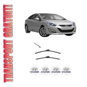 Set stergatoare HYUNDAI i40 I (VF) din 2012-2019, pentru parbriz auto, 2 bucati, Valeo Silencio, din cauciuc siliconat rezistent, 4 Stickere Auto HYUNDAI