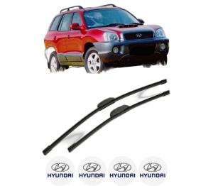 Set stergatoare HYUNDAI SANTA FÉ I (SM) din 2001-2003, pentru parbriz auto, 2 bucati, Bosch Aerotwin Retrofit, din cauciuc siliconat rezistent, 4 Stickere Auto HYUNDAI v45527