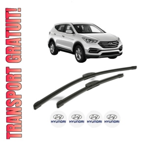 Set stergatoare HYUNDAI SANTA FE IV (TM, TMA) din 2018-2022, pentru parbriz auto, 2 bucati, Bosch Aerotwin Retrofit, din cauciuc siliconat rezistent, 4 Stickere Auto HYUNDAI