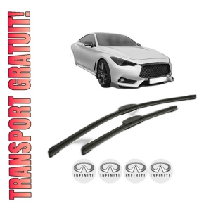 Set stergatoare INFINITI Q60 Coupe din 2013-2016, pentru parbriz auto, 2 bucati, Bosch Aerotwin Retrofit, din cauciuc siliconat rezistent, 4 Stickere Auto INFINITI