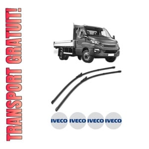 Set stergatoare Iveco DAILY VI Platform/Chassis din 2014-2022, pentru parbriz auto, 2 bucati, Valeo Silencio Xtrm, din cauciuc siliconat rezistent, 4 Stickere Auto Iveco