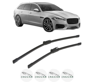 Set stergatoare JAGUAR XF SPORTBRAKE (X250) din 2012-2015, pentru parbriz auto, 2 bucati, Bosch Aerotwin, din cauciuc siliconat rezistent, 4 Stickere Auto JAGUAR v50582