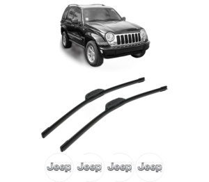 Set stergatoare JEEP CHEROKEE (KJ) din 2001-2008, pentru parbriz auto, 2 bucati, Bosch Aerotwin Retrofit, din cauciuc siliconat rezistent, 4 Stickere Auto JEEP v48832