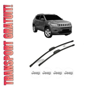 Set stergatoare JEEP COMPASS (MP, M6, MV, M7) din 2016-2022, pentru parbriz auto, 2 bucati, Bosch Aerotwin Retrofit, din cauciuc siliconat rezistent, 4 Stickere Auto JEEP