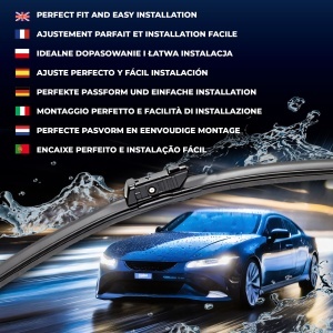 Set stergatoare JEEP RENEGADE VAN (BU, B1) din 2014-2018, pentru parbriz auto, 2 bucati, Valeo Silencio Xtrm, din cauciuc siliconat rezistent, 4 Stickere Auto JEEP v35873