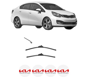 Set stergatoare KIA RIO III Saloon (UB) din 2011-2017, pentru parbriz auto, 2 bucati, Valeo Silencio, din cauciuc siliconat rezistent, 4 Stickere Auto KIA v34392