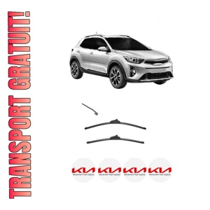 Set stergatoare KIA STONIC Hatchback Van (YB) din 2018, pentru parbriz auto, 2 bucati, Valeo Silencio, din cauciuc siliconat rezistent, 4 Stickere Auto KIA