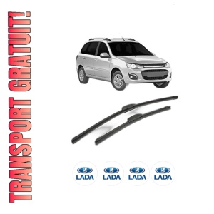 Set stergatoare LADA KALINA II Estate (2194_) din 2013-2018, pentru parbriz auto, 2 bucati, Bosch Aerotwin Retrofit, din cauciuc siliconat rezistent, 4 Stickere Auto LADA