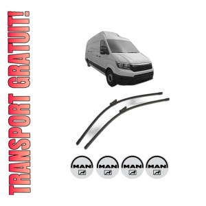 Set stergatoare MAN TGE Van din 2017-2024, pentru parbriz auto, 2 bucati, Bosch Aerotwin, din cauciuc siliconat rezistent, 4 Stickere Auto MAN