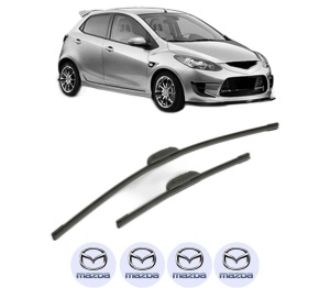 Set stergatoare MAZDA 2 (DE_, DH_) din 2007-2011, pentru parbriz auto, 2 bucati, Bosch Aerotwin Retrofit, din cauciuc siliconat rezistent, 4 Stickere Auto MAZDA v54267