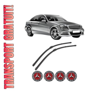 Set stergatoare MERCEDES-BENZ C-CLASS Coupe (C204) din 2011-2013, pentru parbriz auto, 2 bucati, Valeo Silencio Xtrm, din cauciuc siliconat rezistent, 4 Stickere Auto MERCEDES-BENZ
