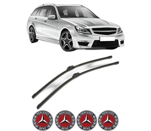 Set stergatoare MERCEDES-BENZ C-CLASS T-Model (S204) din 2007-2014, pentru parbriz auto, 2 bucati, Bosch Aerotwin, din cauciuc siliconat rezistent, 4 Stickere Auto MERCEDES-BENZ v51727