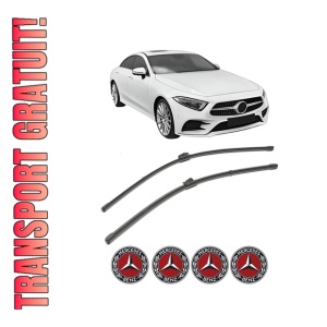 Set stergatoare MERCEDES-BENZ CLS (C257) din 2017-2021, pentru parbriz auto, 2 bucati, Valeo Silencio, din cauciuc siliconat rezistent, 4 Stickere Auto MERCEDES-BENZ