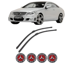 Set stergatoare MERCEDES-BENZ E-CLASS Coupe (C207) din 2009-2016, pentru parbriz auto, 2 bucati, Valeo Silencio Xtrm, din cauciuc siliconat rezistent, 4 Stickere Auto MERCEDES-BENZ v40032