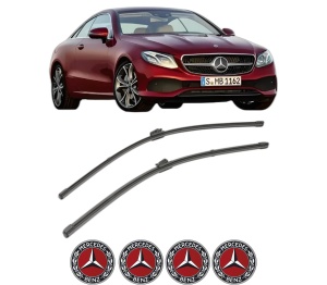 Set stergatoare MERCEDES-BENZ E-CLASS Coupe (C238) din 2016-2021, pentru parbriz auto, 2 bucati, Valeo Silencio, din cauciuc siliconat rezistent, 4 Stickere Auto MERCEDES-BENZ v37032