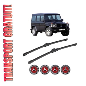 Set stergatoare MERCEDES-BENZ G-CLASS (W463) din 2015-2022, pentru parbriz auto, 2 bucati, Bosch Aerotwin, din cauciuc siliconat rezistent, 4 Stickere Auto MERCEDES-BENZ