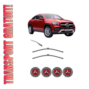 Set stergatoare MERCEDES-BENZ GLE Coupe (C167) din 2019-2023, pentru parbriz auto, 2 bucati, Valeo Silencio Xtrm, din cauciuc siliconat rezistent, 4 Stickere Auto MERCEDES-BENZ