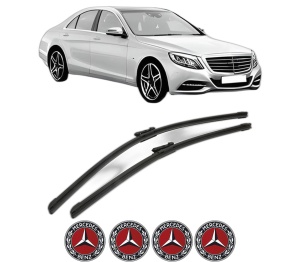 Set stergatoare MERCEDES-BENZ S-CLASS (W222, V222, X222) din 2013-2020, pentru parbriz auto, 2 bucati, Bosch Aerotwin, din cauciuc siliconat rezistent, 4 Stickere Auto MERCEDES-BENZ v49922