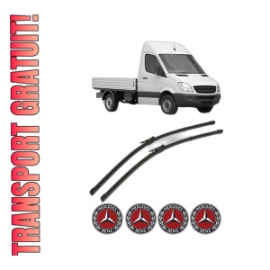 Set stergatoare MERCEDES-BENZ SPRINTER 3,5-t Platform/Chassis (B906) din 2006-2018, pentru parbriz auto, 2 bucati, Valeo Silencio Xtrm, din cauciuc siliconat rezistent, 4 Stickere Auto MERCEDES-BENZ