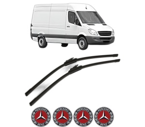 Set stergatoare MERCEDES-BENZ SPRINTER 3,5-t Van (B906) din 2006-2018, pentru parbriz auto, 2 bucati, Bosch Aerotwin, din cauciuc siliconat rezistent, 4 Stickere Auto MERCEDES-BENZ v55767