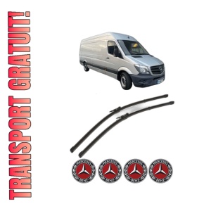Set stergatoare MERCEDES-BENZ SPRINTER CLASSIC 3,5-t Van (B909) din 2013-2017, pentru parbriz auto, 2 bucati, Valeo Silencio Xtrm, din cauciuc siliconat rezistent, 4 Stickere Auto MERCEDES-BENZ