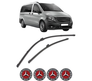 Set stergatoare MERCEDES-BENZ VITO Tourer (W447) din 2014-2021, pentru parbriz auto, 2 bucati, Valeo Silencio Xtrm, din cauciuc siliconat rezistent, 4 Stickere Auto MERCEDES-BENZ v35172