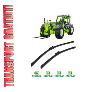 Set stergatoare MERLO J7 din 2025, pentru parbriz auto, 2 bucati, Bosch Aerotwin, din cauciuc siliconat rezistent, 4 Stickere Auto MERLO