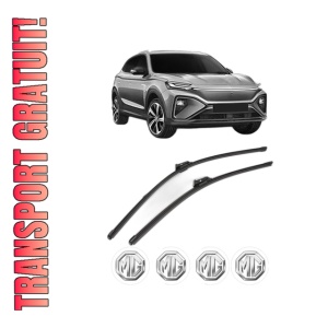 Set stergatoare MG MARVEL R din 2021, pentru parbriz auto, 2 bucati, Valeo Silencio Xtrm, din cauciuc siliconat rezistent, 4 Stickere Auto MG