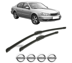 Set stergatoare NISSAN MAXIMA / MAXIMA QX V (A33) din 2000-2003, pentru parbriz auto, 2 bucati, Bosch Aerotwin Retrofit, din cauciuc siliconat rezistent, 4 Stickere Auto NISSAN v44487