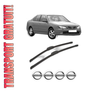Set stergatoare NISSAN PRIMERA (P11) din 1996-1999, pentru parbriz auto, 2 bucati, Bosch Aerotwin Retrofit, din cauciuc siliconat rezistent, 4 Stickere Auto NISSAN