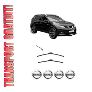 Set stergatoare NISSAN X-TRAIL III (T32_, T32R, T32RR) din 2014-2021, pentru parbriz auto, 2 bucati, Valeo Silencio, din cauciuc siliconat rezistent, 4 Stickere Auto NISSAN