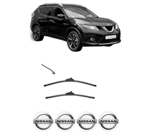 Set stergatoare NISSAN X-TRAIL III (T32_, T32R, T32RR) din 2014-2021, pentru parbriz auto, 2 bucati, Valeo Silencio, din cauciuc siliconat rezistent, 4 Stickere Auto NISSAN v34212