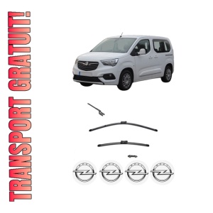 Set stergatoare OPEL COMBO E Tour / Life (K9) din 2018-2023, pentru parbriz auto, 2 bucati, Valeo Silencio, din cauciuc siliconat rezistent, 4 Stickere Auto OPEL