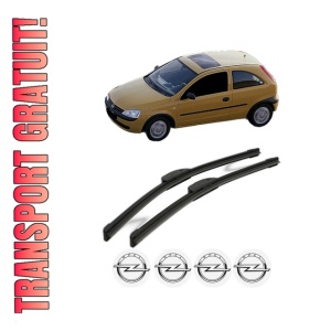 Set stergatoare OPEL CORSA C (X01) din 2000-2004, pentru parbriz auto, 2 bucati, Bosch Aerotwin Retrofit, din cauciuc siliconat rezistent, 4 Stickere Auto OPEL