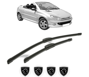 Set stergatoare PEUGEOT 206 CC (2D) din 2000-2007, pentru parbriz auto, 2 bucati, Bosch Aerotwin Retrofit, din cauciuc siliconat rezistent, 4 Stickere Auto PEUGEOT v44427